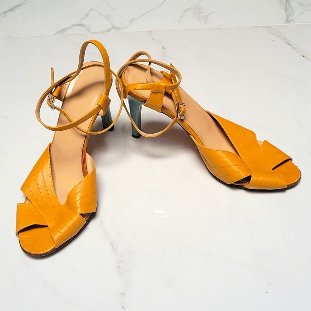 Bally; 7.5; Two tone strappy heels